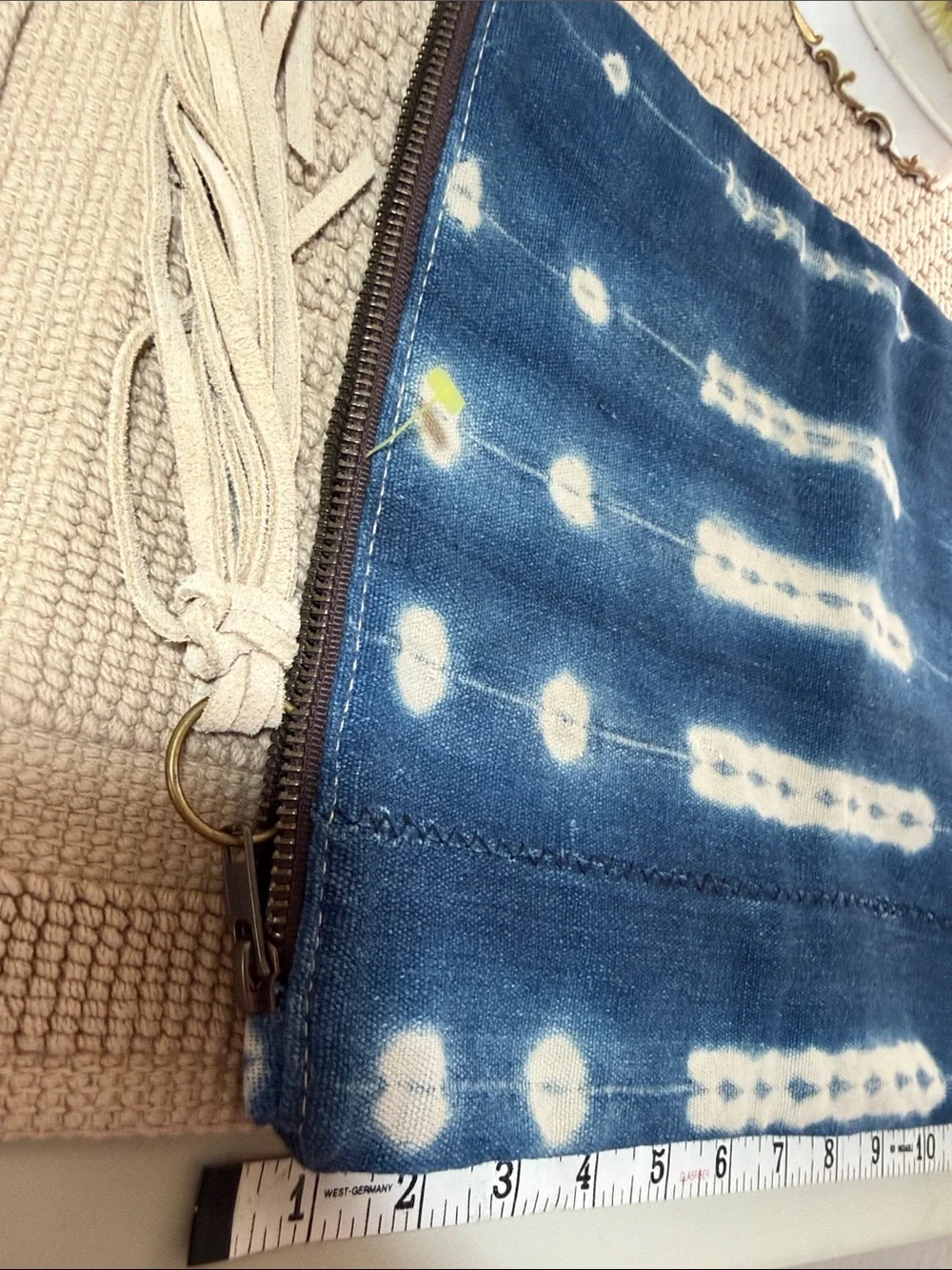 Jamie Lauren Designs Indigo Mudcloth Shibori Tassel Foldover Clutch